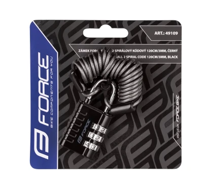 Force SMALL 2 spirálový kódový 120cm/3mm, černý zámek
