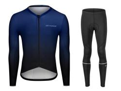 Force SMOOTH modro-čierny cyklodres - dlhý rukáv + Force MAZE čierne cyklokalhoty