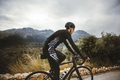 Force SPIKE černo-bílý cyklistický dres - dlouhý rukáv + Force SPIKE černo-bílé cyklokalhoty
