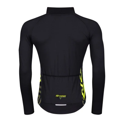 Force SPIKE černo-fluo cyklodres - dlouhý rukáv + Force MAZE černé cyklokalhoty