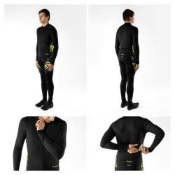Force SPIKE černo-fluo cyklodres - dlouhý rukáv + Force MAZE černé cyklokalhoty