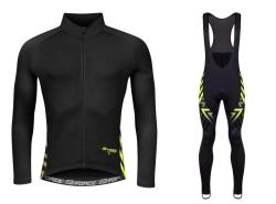 Force SPIKE čierno-fluo cyklodres - dlhý rukáv + Force SPIKE čierno-fluo cyklokalhoty