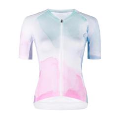 Force SPLASH LADY růžovo-modrý dres - kr. rukáv + Force MINI černo-růžové cyklokraťasy