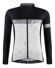 Force SPRAY LADY bílo-černý cyklodres - dl. rukáv + Force REFLEX LINE LADY černo-růžové cyklokalhoty