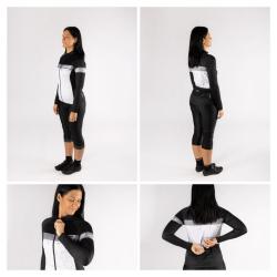 Force SPRAY LADY bílo-černý cyklodres - dl. rukáv + Force REFLEX LINE LADY černo-růžové cyklokalhoty