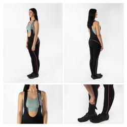 Force SPRAY LADY bílo-černý cyklodres - dl. rukáv + Force REFLEX LINE LADY černo-růžové cyklokalhoty