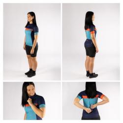 Force SPRAY LADY modro-oranžový dámský cyklodres - kr. rukáv POUZE S (VÝPRODEJ)