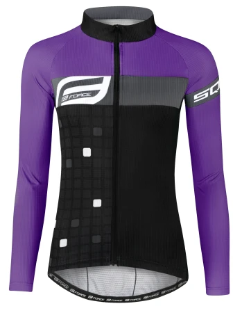 Force SQUARE černo-fialový dámský cyklistický dres - dl. rukáv