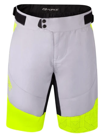 Force STORM šedo-fluo cyklokraťasy s odnímatelnou vložkou