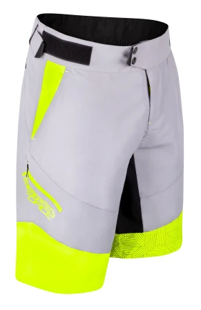 Force STORM šedo-fluo cyklokraťasy s odnímatelnou vložkou