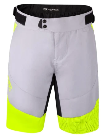 Force STORM šedo-fluo cyklokraťasy s odnímatelnou vložkou POUZE M (VÝPRODEJ)