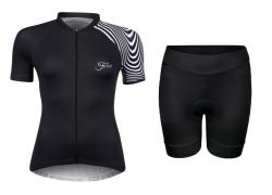 Force STREAM LADY černý cyklistický dres + Force CHARM LADY černé cyklokraťasy