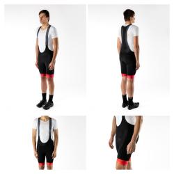 Force STRIPE čierno-červené cyklokraťasy so šrákmi a vložkou