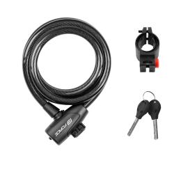 Force Zámok STRONG špirálový s držiakom 180cm/12mm, čierny