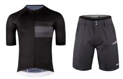 Force SWAY čierny cyklodres - kr. rukáv + Force BLADE MTB čierne cyklokraťasy