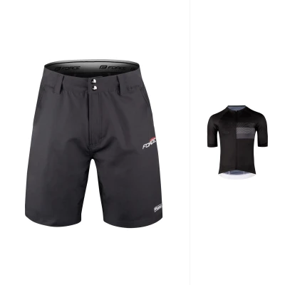 Force SWAY černý cyklodres - kr. rukáv + Force BLADE MTB černé cyklokraťasy