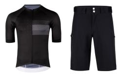 Force SWAY čierny cyklodres - kr. rukáv + Force MOUNT MTB čierne cyklokraťasy bez vložky