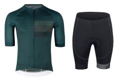 Force SWAY tm.zelený cyklodres - kr. rukáv + Force B21 EASY čierne cyklokraťasy