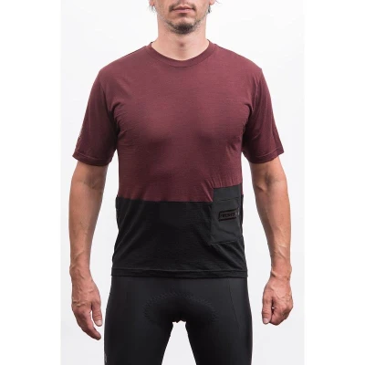 Fresh Trash Men[39]s Lite Merino Pocket Jersey Merlot Red/black pánsky cyklistický dres