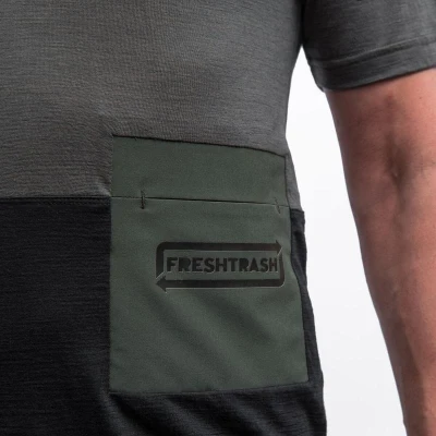 Fresh Trash Men[39]s Lite Merino Pocket Jersey Olive Green/black pánsky cyklistický dres