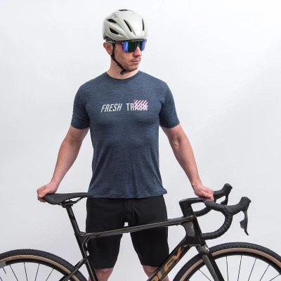 Fresh Trash Men[39]s Merino Tencel Logo 2.0 Tee Blue pánské triko