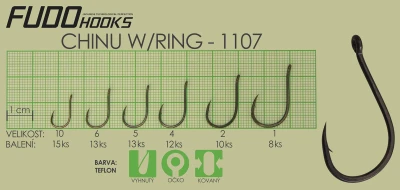 Fudo Hooks Chinu Ring tmavě šedý vel. 5 (bal. 13 ks) rybářský háček