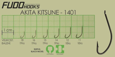 Fudo Hooks Kitsune vel. 14 (bal. 19 ks) černý rybářský háček