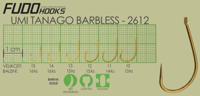 Fudo Hooks Tanago Brl zlaté vel. 13 rybářský háček (bal. 15 ks)