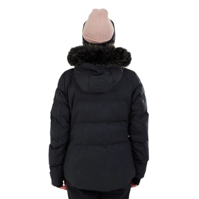Fundango Elyra Fur Padded Jacket-905- black embossed dámská lyžařská bunda