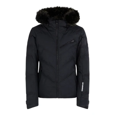 Fundango Elyra Fur Padded Jacket-905- black embossed dámská lyžařská bunda