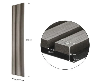 G21 Akustický panel 270x60,5x2,1 cm, šedý dub