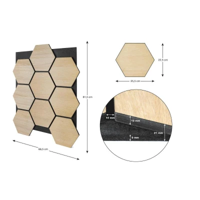 G21 Akustický panel 81,5x66,5x2,1 cm plástev, přírodní dub