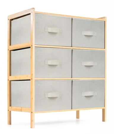 G21 Bambusový regál s 6 košíky, béžový