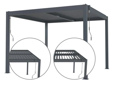 G21 Bioklimatická pergola Austin 3x3 m, antracitová hliníková