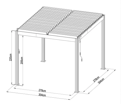 G21 Bioklimatická pergola Austin 3x3 m, antracitová hliníková