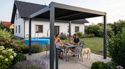 G21 Austin Premium 3x3 m antracitová hliníková bioklimatická pergola