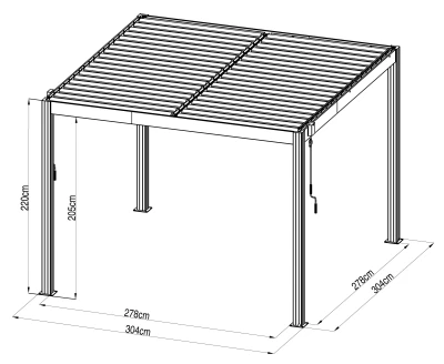 G21 Austin Premium 3x3 m antracitová hliníková bioklimatická pergola