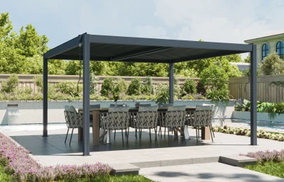 G21 Austin Premium antracitová hliníková 4x4 m bioklimatická pergola