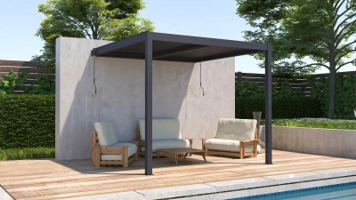 G21 Trenton 3x3 m antracitová hliníková bioklimatická pergola