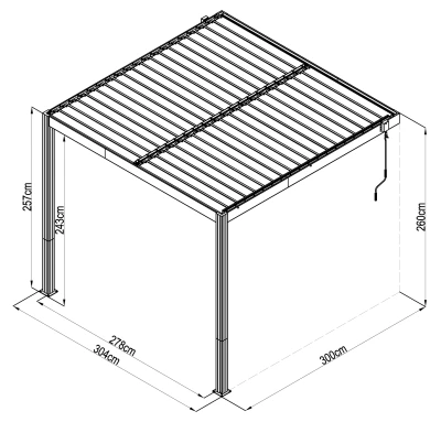G21 Trenton 3x3 m antracitová hliníková bioklimatická pergola