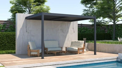 G21 Trenton 4x3 m antracitová hliníková bioklimatická pergola