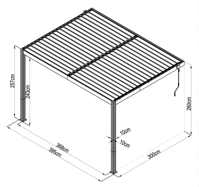 G21 Trenton 4x3 m antracitová hliníková bioklimatická pergola
