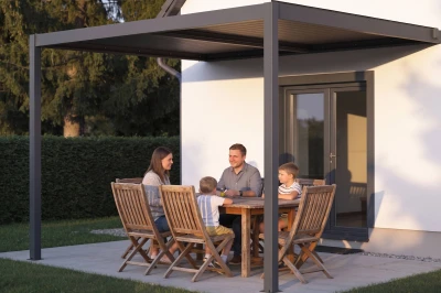 G21 Trenton 4x4 m antracitová hliníková bioklimatická pergola
