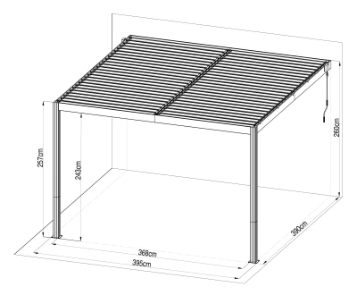 G21 Trenton 4x4 m antracitová hliníková bioklimatická pergola