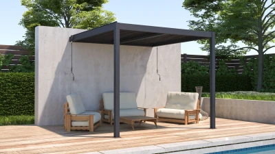 G21 Trenton Premium antracitová hliníková 3x3 m bioklimatická pergola