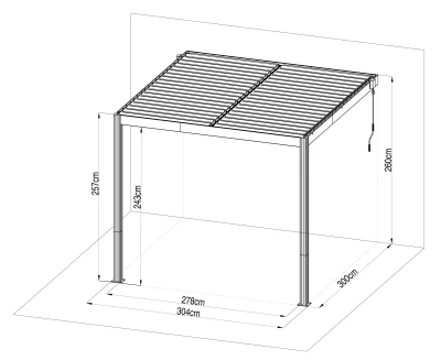 G21 Trenton Premium antracitová hliníková 3x3 m bioklimatická pergola