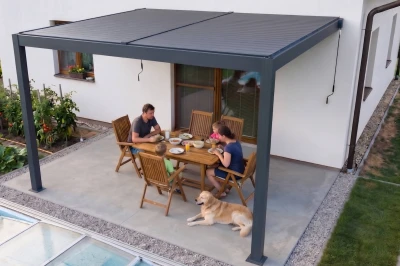 G21 Trenton Premium antracitová hliníková 4x4 m bioklimatická pergola