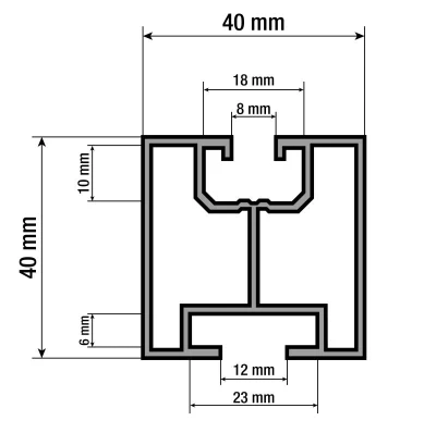 G21 hliníkový profil 40x40 mm pro kladívkový šroub a speciální kámen, 6 m