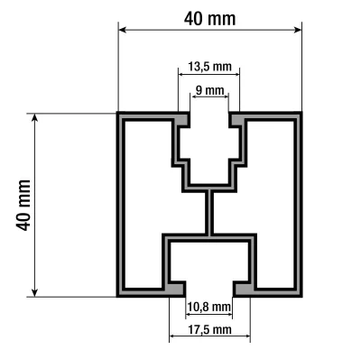 G21 Hliníkový profil 40x40 mm pro šroub se šestihrannou hlavou a čtyřhrannou matici, 6 m