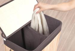 G21 Koš na prádlo 105 l s rozdělovačem, bambusový s hnědým košem (VÝPRODEJ)